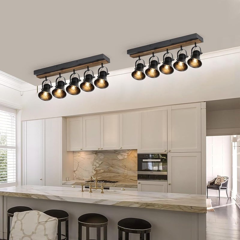 KEESFU 5-Light Track Lighting Kit,Black Semi Flush Mount Ceiling Light with 5 Rotatable Light Heads,Modern Farmhouse Lighting for Livingroom,Bedroom,Hallway,Art Wall,Bathroom,Kitchen.(5-Light) - Image 3